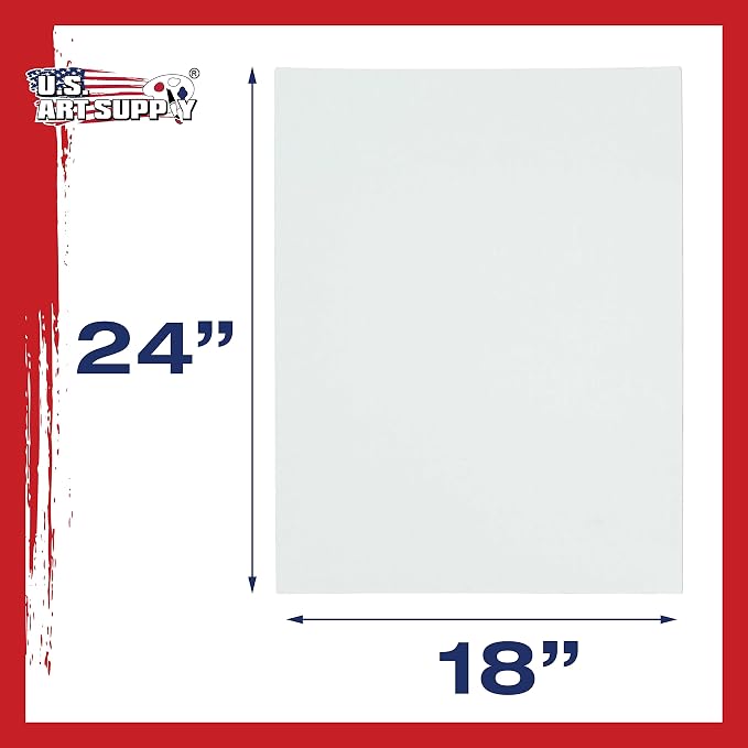 U.S. Art Supply 18 X 24 Inch Art Canvas Board Panels 4 Pack - 8 Ounce | Heavyweight Cotton Acid Free Canvases for Painting Acrylics and Watercolor (1 Case of 4 Single Canvas Painting Panels)