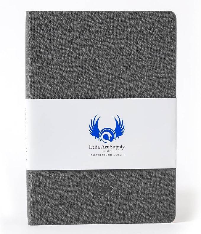Square-Shaped Sketchbook, 5.5 x 5.5 inches, Lays Flat Flexible Sketch Book for Artists, Ideal for Ink, Water Color, Pen, Pencils, 160 Tear Resistant Pages, Size: Square Small, Leda Art Supply (Iris)