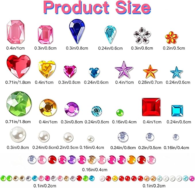 3502PCS Self-Adhesive Rhinestone Gem Stickers, Bling Heart & Mixed Shapes for Crafts, Scrapbooking, DIY Gift Making, Kids Craft Supplies