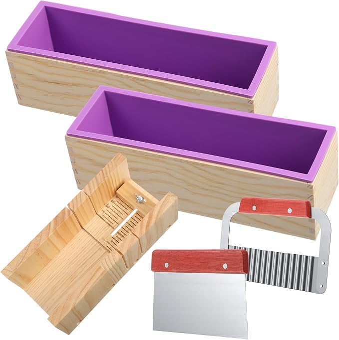 Loaf Soap Making Cutting Kit,Bamboo Cutting Box,Soaps, 48oz Silicone Molds