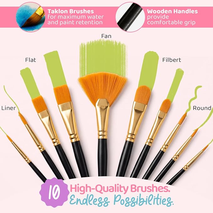 Chalkola Acrylic Paint Set for Adults & Kids - 56 Pcs Canvas Painting Kit with 32 Paints (22ml), 10 Brushes, 10 Canvases, Tabletop Easel, Palette, Knife - Professional Craft & Art Painting Supplies | 32 Acrylic Paints (22ml), 10 Brushes, 10 Canvases, T...