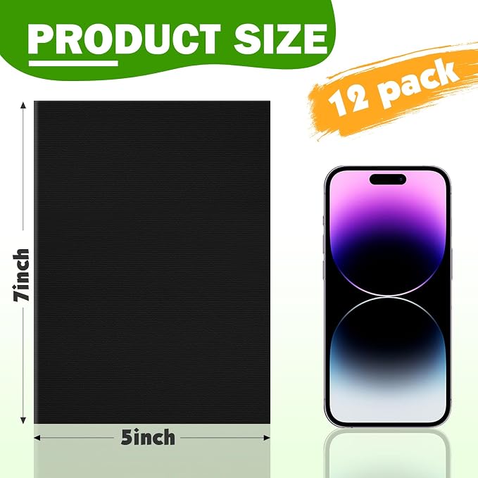 ESRICH 5x7 Canvas for Painting, 12 Pack Small Canvases for Painting Canvas Primed Acid-Free Black Canvas Panels for Oil, Acrylic Paint and Tempera.