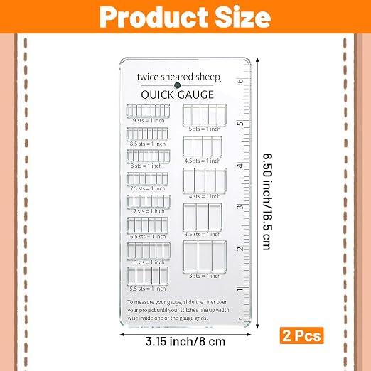 2PCS Quick Gauge Ruler for Knitting