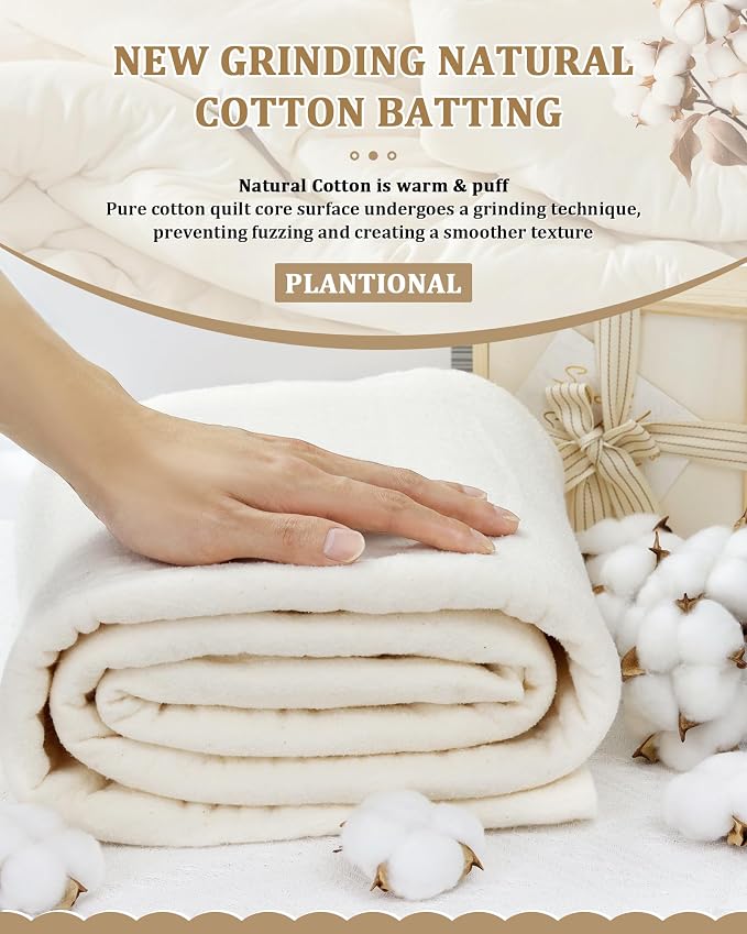 47" x 59" Grinding Natural Cotton Quilt Batting, Quilt Batting for Quilts