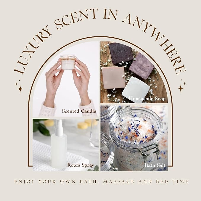 SALUBRITO Hotel Fragrance Oil Set, Luxury Essential Oil Set for Diffuser, Candle, Soap Making Scents, Bergamont & Ylang-ylang, White Tea, Lemon & Thyme, Citrus Bliss, Lemon Tuberose, Jasmine & Mint