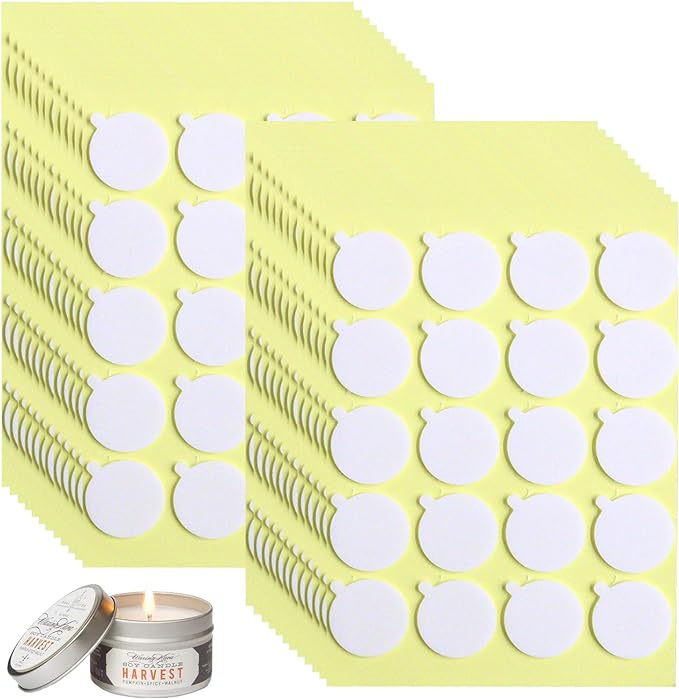 480Pcs Candle Making Wick Stickers, with Tail | Double-Sided, Easy to Peel, Ideal for DIY Candle, Hot Wax, Birthday Gifts, Party, Crafts