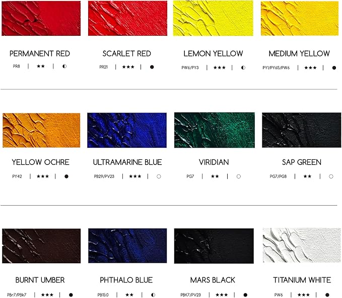 MEEDEN Artist Oil Paint Set - 12 Colors x 170ml/5.7oz Tubes | Professional Art Paints and Supplies for Canvas Painting
