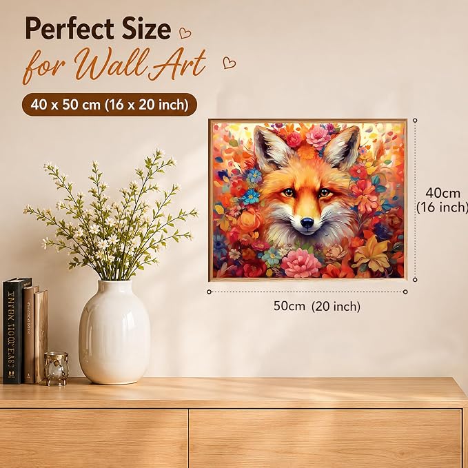 AUKELHJ Paint by Numbers Kit for Adults Beginner, Fox, 16X20 Inch | Paint by Number for Adults, Beginner Friendly, High-Definition Color Canvas, Stress Relief, Home Decor, Gifts, Unframed