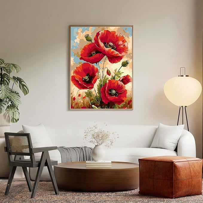 Acelii Paint by Numbers Kit for Adults Beginner,Flower Oil Painting Kit Adult Paint by Number Kits on Canvas,DIY Painting for Beginners Art by Numbers Home Wall Decor 11.8x15.7 Inch