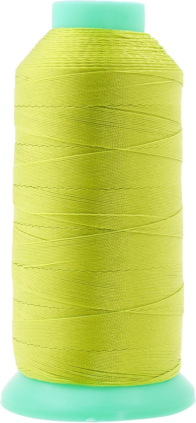 Mandala Crafts Size 92 280D T90 Lime Green Bonded Nylon Thread, 1100 YDs
