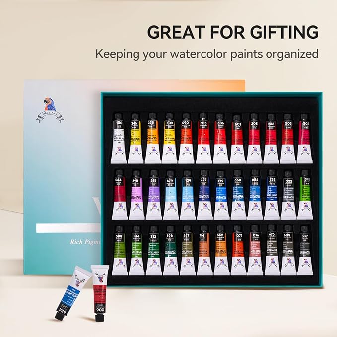 MeiLiang 36 Colors Watercolor Paint Set, 5ml Tubes | Vibrant Colors, Non-Toxic, Ideal Watercolor Painting Art Supplies for Adults, Teens, and Beginners