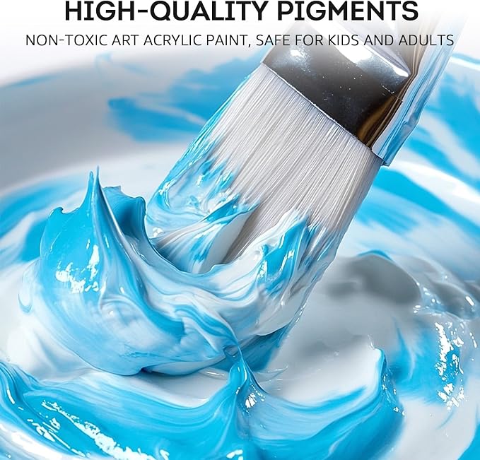 ABEIER Bulk Acrylic Paint Set, 20 Colors x 8.45 oz, Non-Toxic