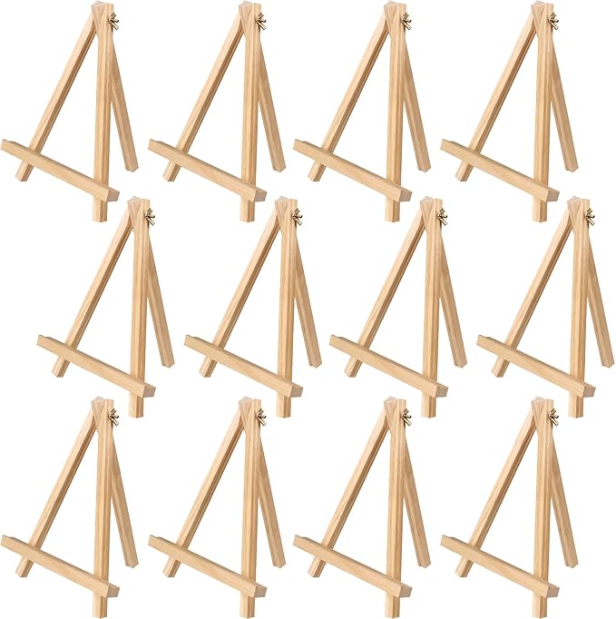 Tosnail 12 Pack 9 Inches Art Easel Stand Tabletop Wooden Display Stand Photo Holder Display Stand for Artist, Students, Adults, Kids Painting