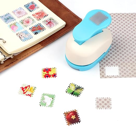 BAOFALI Stamp Puncher 0.8x0.7 inch Stamp Punch Rectangular Postage Stamp Punch |Stamp Hole Puncher| Lever Action Paper Punches for Scrapbooking Journaling Card Making