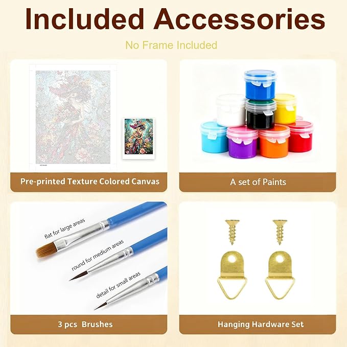 Gemozaic Floral Woman Paint by Numbers Kit for Adults, 16x20 in, Unframed | Elegant Lady Paint by Number on Canvas, Colorful Bouquet Butterfly DIY Acrylic Numbers Painting for Home, Wall Decor, Gift
