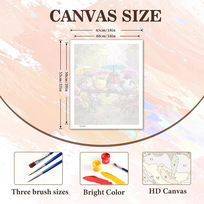 PHANTASYART Cute Birds Paint by Numbers Kit for Adults 16x20inch | Birds Umbrella Paint by Number Adult, Painting by Numbers for Adults, DIY Acrylic Adult Paint by Number Kits on Canvas