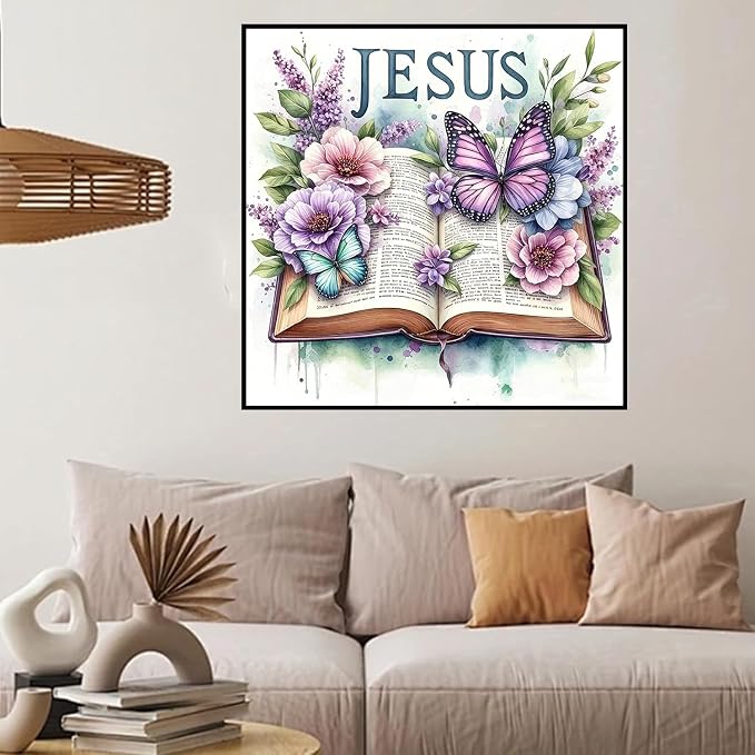 HHMATITS Jesus Diamond Art Kits for Adults, Book Diamond Painting Kits