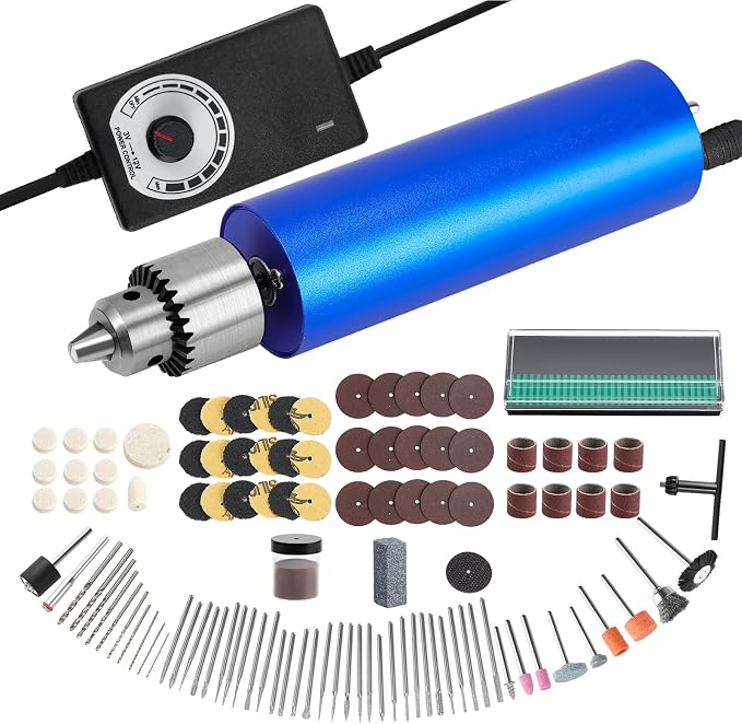 Resin Polishing Kit, Winartton Rotary Tool Kit for Resin Molding, Manicure, Wooden DIY Crafts, Electric Resin Drill (Blue)