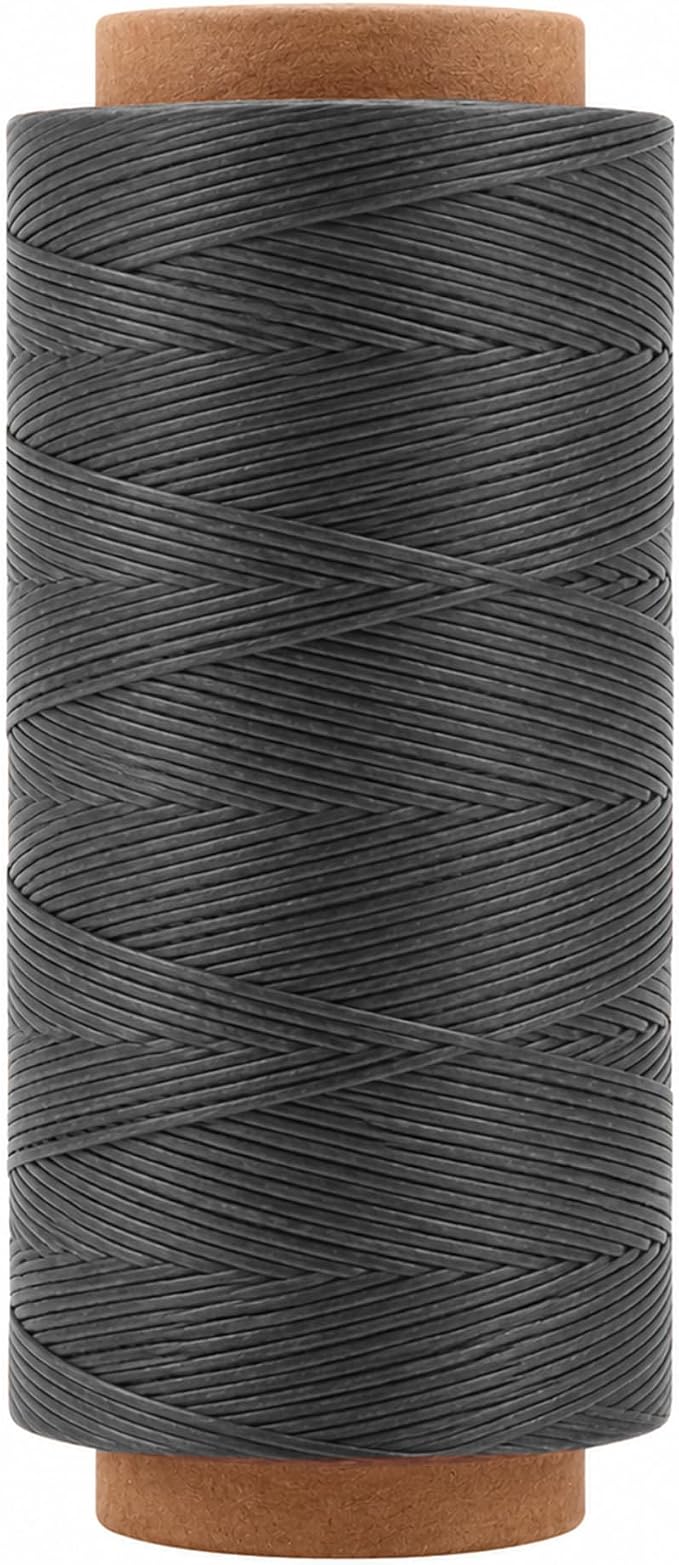 Mandala Crafts 150D 0.8mm Charcoal Flat Waxed Thread for Leather Sewing