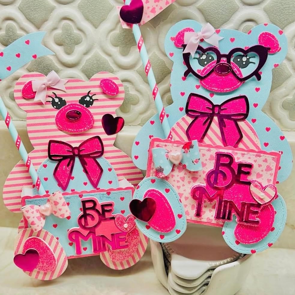 KSCRAFT 2024 November Valentine Release Metal Cutting Dies Stencils for DIY Scrapbooking Decorative Embossing DIY Paper Card (Bear Pocket Tag)