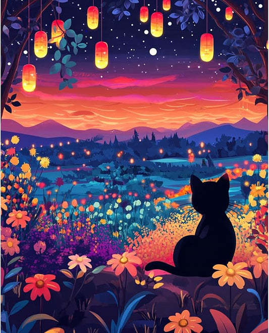 obterie Anime Paint by Numbers Kit for Adults Beginner Cat Oil Painting Kit Adult Paint by Number Kits on Canvas DIY Painting for Beginners Art by Numbers for Gifts Home Wall Decor 16x20 Inch
