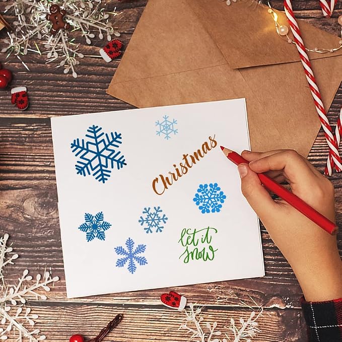 Christmas Snowflake Clear Stamps for Card Making Decoration and Scrapbooking Supplies, Xmas Theme Blessing Words with Sentiment Transparent Rubber Stamps for Paper Card Photo Album Crafting Supplies