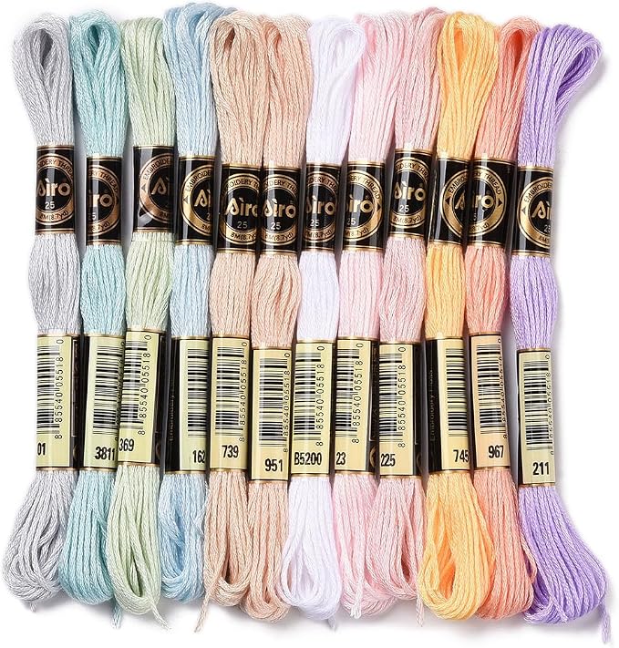 12 Skeins 105 Yards Macaron Pink Embroidery Thread for Knitting