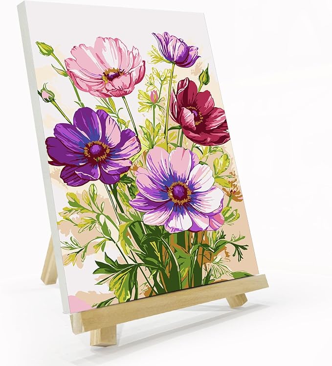 JOOZ Paint by Numbers Kit for Adults with Frame, Flowers, 8x12 Inch