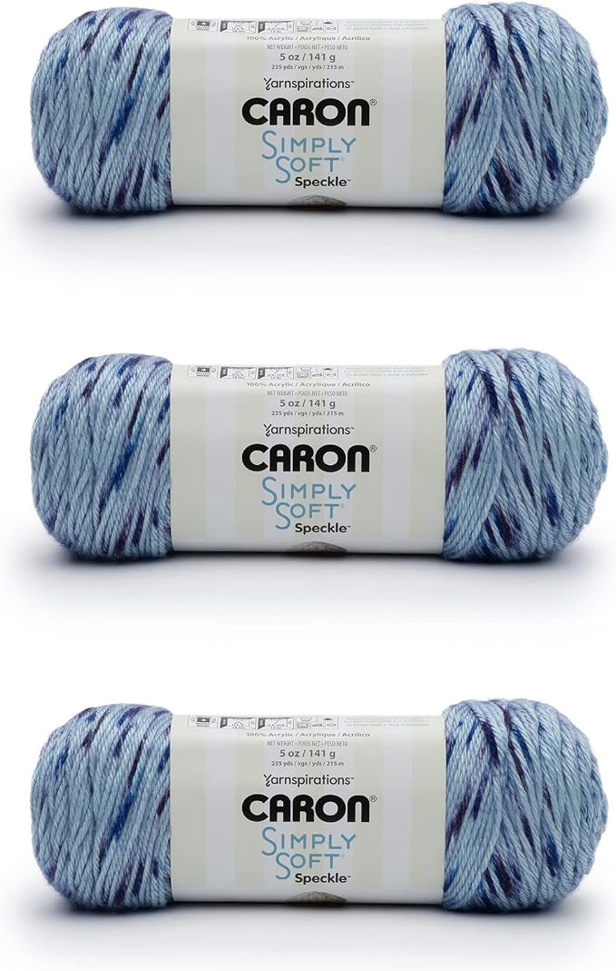 Caron Simply Soft Speckle Acrylic Yarn for Crocheting, Galaxy, 3-Pack