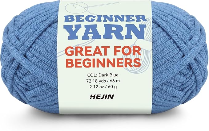 60g Dark Blue Yarn for Crocheting and Knitting;66m (72yds) Cotton Yarn for Beginners with Easy-to-See Stitches;Worsted-Weight Medium #4;Cotton-Nylon Blend Yarn for Beginners Crochet Kit Making