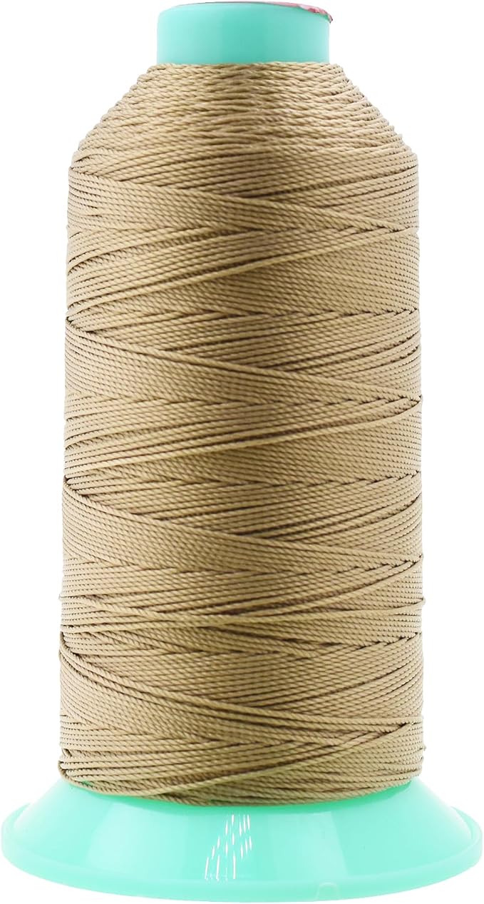 Mandala Crafts Size 346 210D T350 Khaki Bonded Nylon Thread, 415 YDs