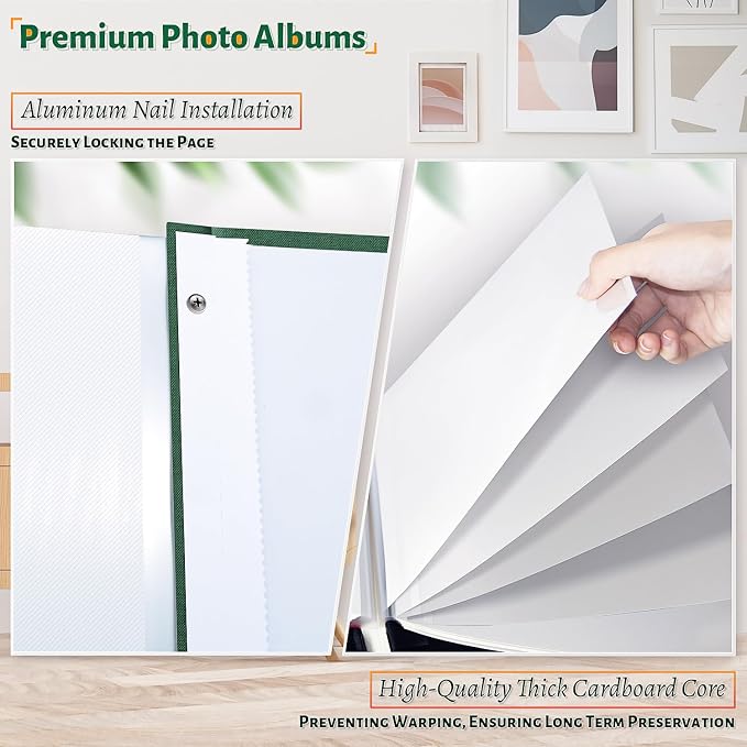Artfeel Photo Album Self Adhesive Scrapbook,Large Photo Book for 4x6,5x7,8x10 Pictures,DIY Album for Baby Wedding Family Travel Birthday,with Metallic Pen and Scraper