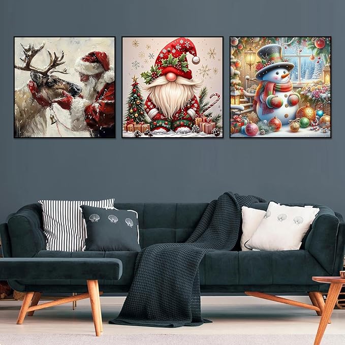 mrpwnle 3 Pack Diamond Art Kits for Adults Christmas Diamond Painting Kit