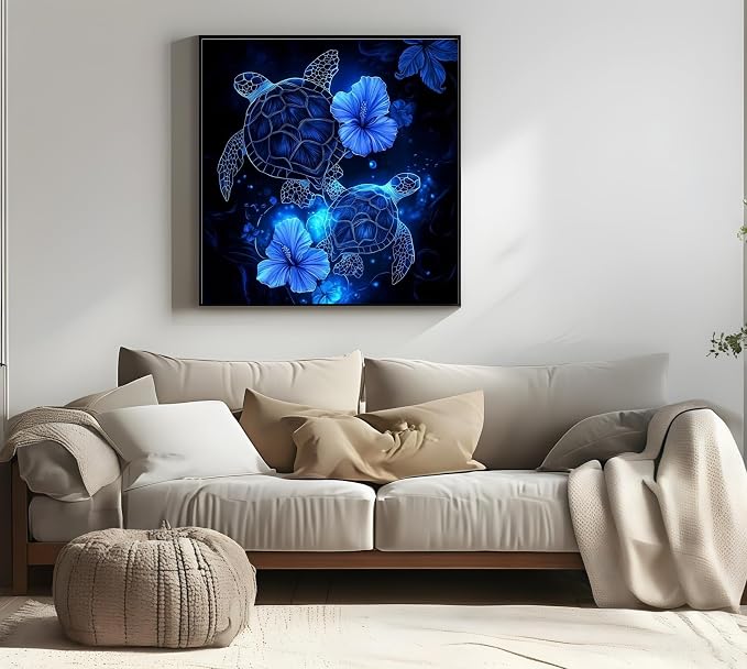 Diamond Art Kits for Adults Sea Turtle, DIY 5D Diamond Painting Kit for Beginners, Full Round Drill Gem Art Dots for Adults, Diamond Dots Paintings Crafts Home Wall Decor 13.8 x 13.8 Inch