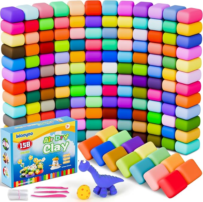 Ixiaoyoo Air Dry Clay, 158 Colors Foam Modeling Clay for School Projects