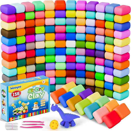 Ixiaoyoo Air Dry Clay, 158 Colors Foam Modeling Clay for School Projects