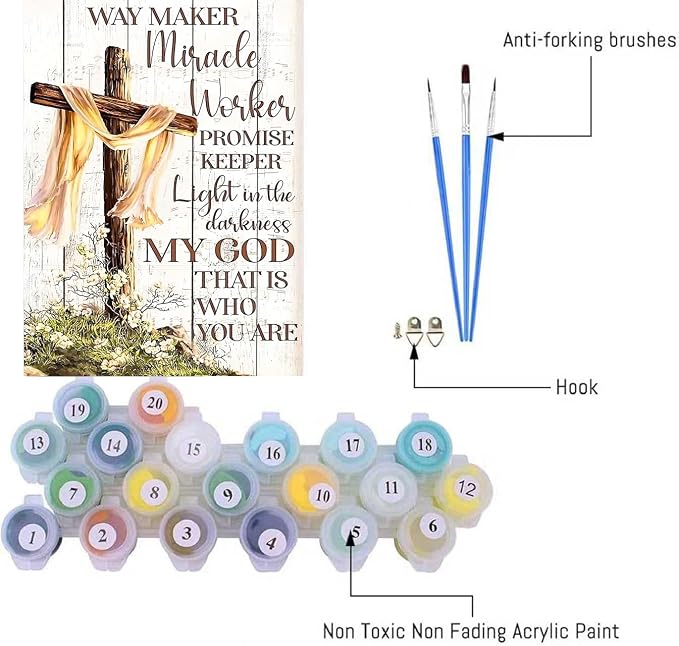 askkqtx Religious Paint by Numbers Kit for Adults Unframed 16x20 Inch