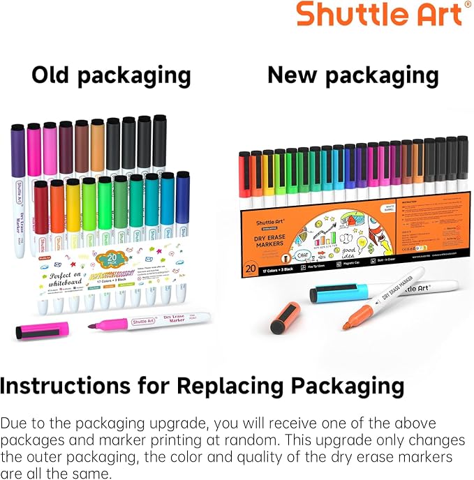 Shuttle Art 20 Pack Dry Erase Markers 17 Colors Plus 3 Black Fine Tip