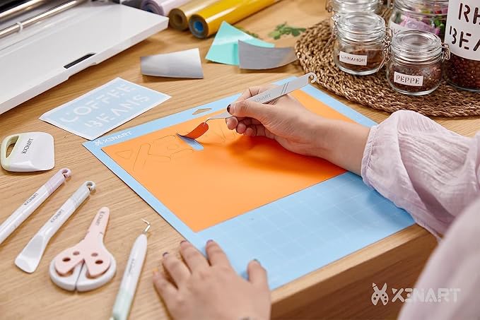 Xinart Cutting Mat for Cricut Maker/Explore Air 2/Air/One(12x12 Inch, 3 Mats) Light Adhesive Sticky Blue Quilting Cricket Cutting Mats Replacement Accessories for Cricut