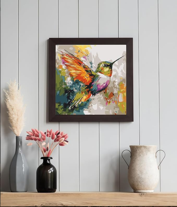 BYGFHLYW Animal Hummingbird Paint by Numbers Kit for Adults Beginners | Adult Paint by Number Kits On Canvas, DIY Acrylic Oil Number Painting Kits, Color by Number for Home Wall Decor 16x16Inch