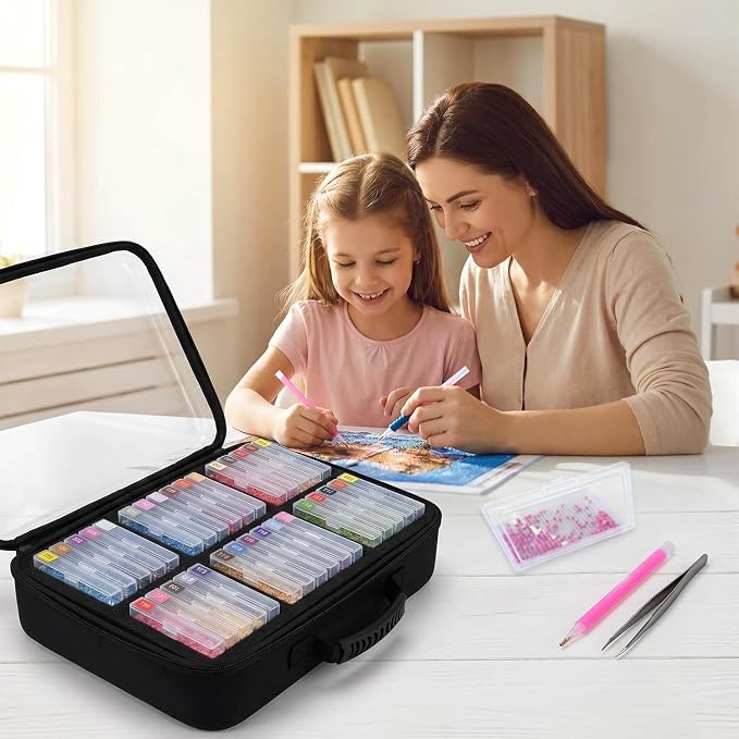 SuSentak 2-in-1 Diamond Painting Tray and Storage Set, 64 Pcs