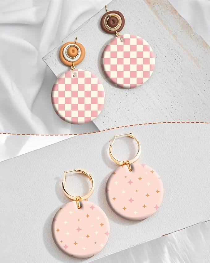 Daisy Polymer Clay Transfer Paper - 18 Pcs Spring Flower Gingham Clay Transfer Sheets for Earrings Jewelry Making