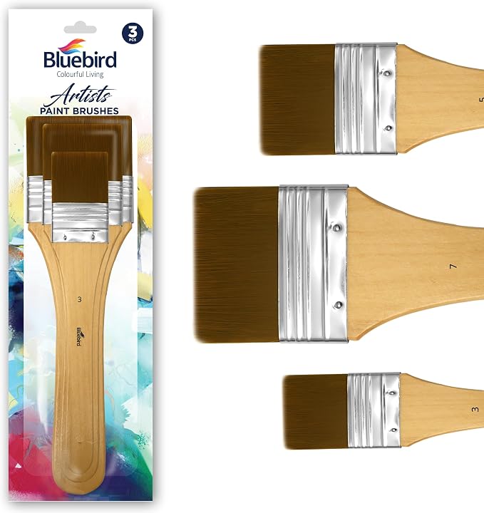Bluebird Premium Gesso Brush Set of 3 - Professional Quality Brushes for Artists and Hobbyists DIY Project Kids Adults