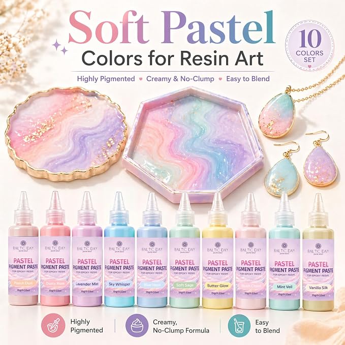 BALTIC DAY Seafoam Glow Pastel Pigment Paste for Epoxy Resin, 191g (6.7oz) | Highly concentrated Seafoam Glow pastel pigment paste for smooth opaque epoxy resin creations