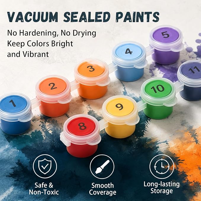 AUKELHJ 4 Pack Framed Paint by Numbers Kit for Adults, Book, 8x8 inch