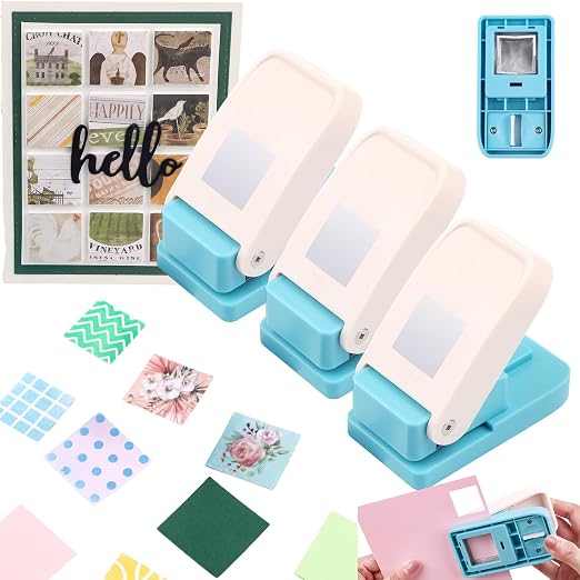 BAOFALI 3 Pcs Square Hole Punch | 1 inch Square Punches | Portable Lever Action Craft Puncher for Crafting Card Making DIY Scrapbooking Handamde Crafts Arts Supplies Tools