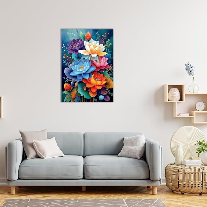 MAXBYE Framed Paint by Numbers Kits for Adults, Flowers Paint by Numbers Kit for Adults with Wooden Easel, Easy DIY Oil Painitings Kits with Tools for Beginners Gift Home Wall Decor 10×14 Inch