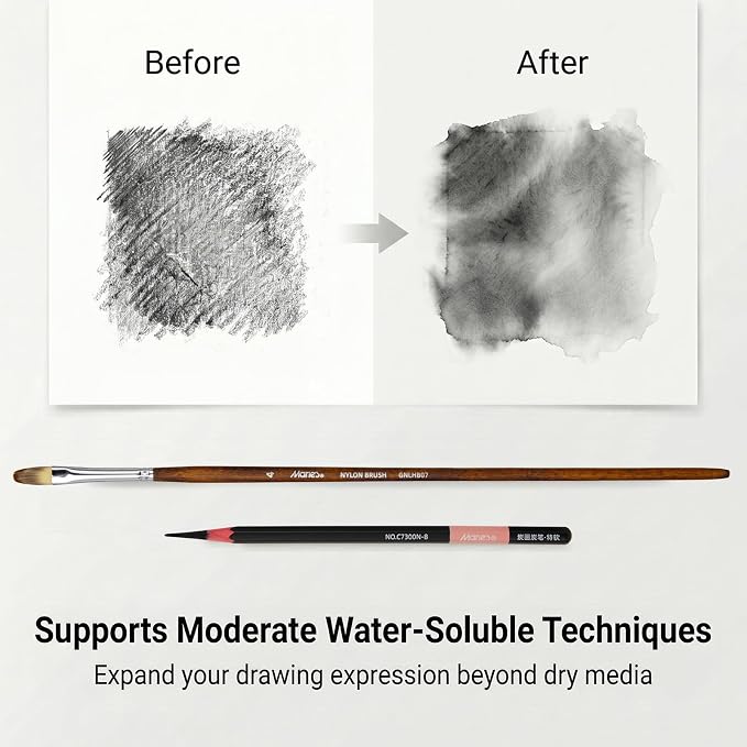 Marie's Charcoal Pencils for Drawing, 10 Pieces, Extra Hard Hard Medium Soft Extra Soft, Sketching Pencils for Artists, Smooth Charcoal Core for Layering, Blending and Detailed Artwork(Medium)