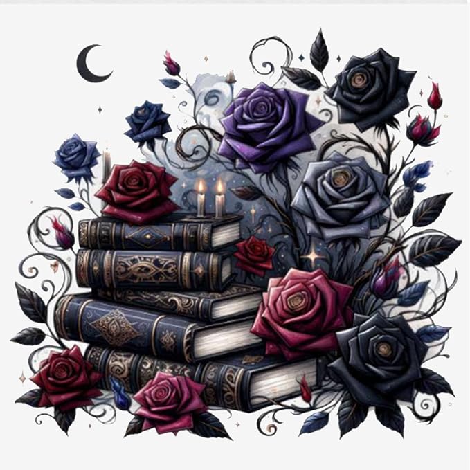 Gothic Diamond Art Kits for Adults,Rose Book Diamond Painting Kits 14X14In