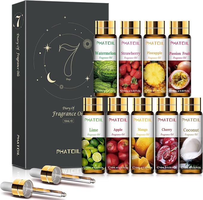 PHATOIL Fruity Fragrance Oil Gift Set for Diffuser, Soap Candle Making